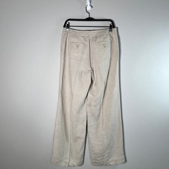 Liz Claiborne Jackie Linen Drawstring Wide Leg Trouser Pants Womens Size 4 Beige - Picture 4 of 10